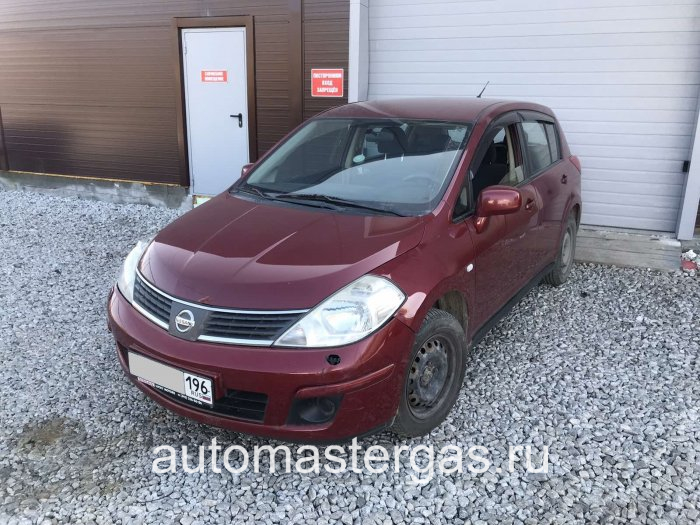 Монтаж ГБО на Nissan Tiida 2008г., ГБО 4 поколения, пропан LANDIRENZO (Италия), двигатель 1.6л. 4 цилиндра